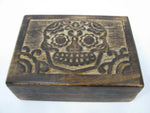 Skull Carved Wooden Box