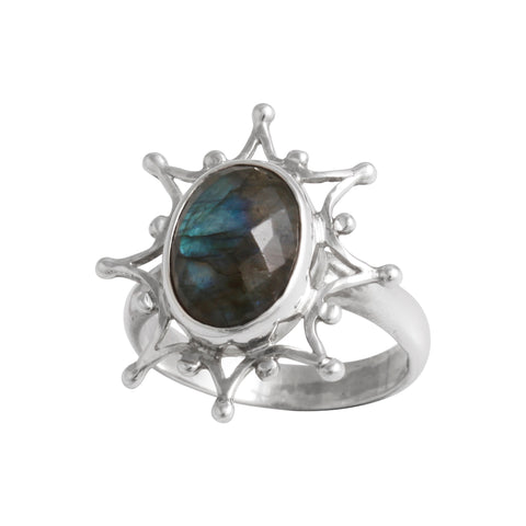 Labradorite Faceted Sterling Silver Ring #232 - Size 10