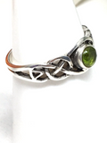 Peridot Sterling Silver Celtic Ring - size 54