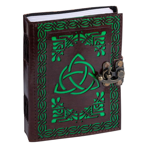 Green Triquetra Leather Notebook /Journal /Book of Shadows - 12.7cm x 17.7cm