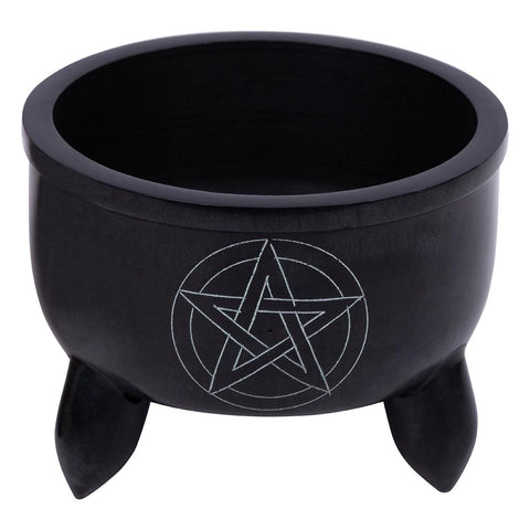 Soapstone Pentacle Cauldron Incense Holder