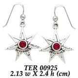 Sexy Witch Seven Point Star with Gemstone Silver Earrings - Sterling Silver