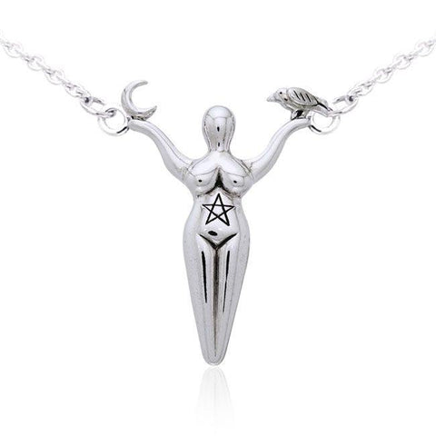 Wiccan Goddess & The Star Necklace - Sterling Silver