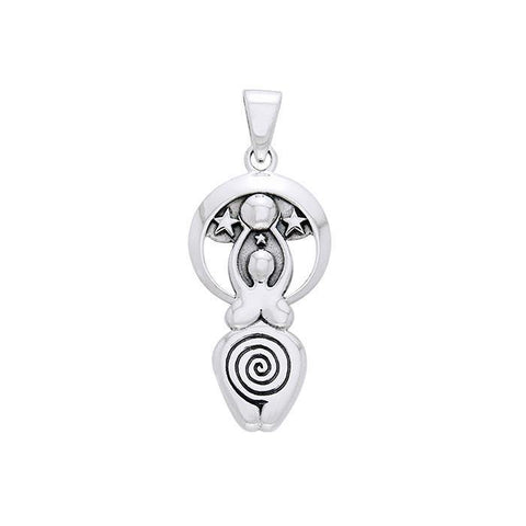 Spiral Moon Goddess Pendant - Sterling Silver