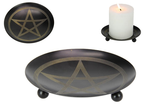 Iron Pentagram Candle Holder/Offering Plate 11cm