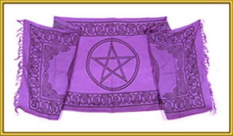 Purple Pentacle Altar Cloth 22" x 72"