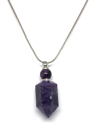 Amethyst Perfume Bottle Necklace with Dropper # 121