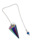 Rainbow Aura Hematite Faceted Pendulum