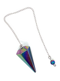 Rainbow Aura Hematite Faceted Pendulum