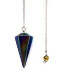 Rainbow Aura Hematite Faceted Pendulum