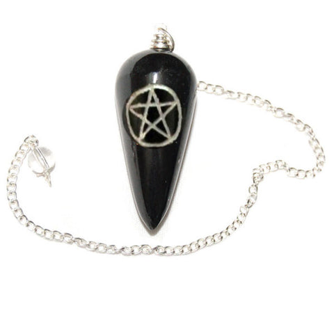 Black Obsidian Pentagram Pendulum