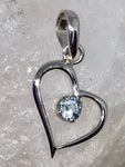 Blue Topaz Heart Sterling Silver Pendant - 2.5cm