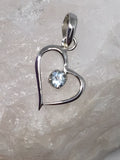 Blue Topaz Heart Sterling Silver Pendant - 2.5cm
