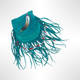Amulet Bag with Beaded Tassels - Blue