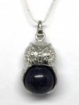 Owl Blue Goldstone Pendant - Non Silver