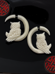 Bone Carved Owl Earrings