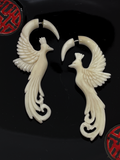 Bone Carved Phoenix Earrings