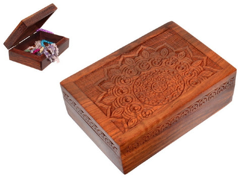 Mandala Carved Wooden Box