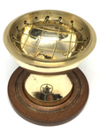 Brass Pentagram Charcoal / Incense Burner with Wooden Base