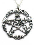 Brooms of the Elders Pentagram Pendant 925 Sterling Silver - Double Sided