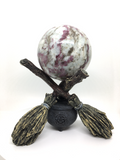 Witches Broomsticks Crystal Ball Holder