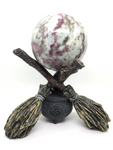 Witches Broomsticks Crystal Ball Holder