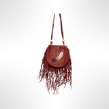 Amulet Bag with Beaded Tassels - Brown