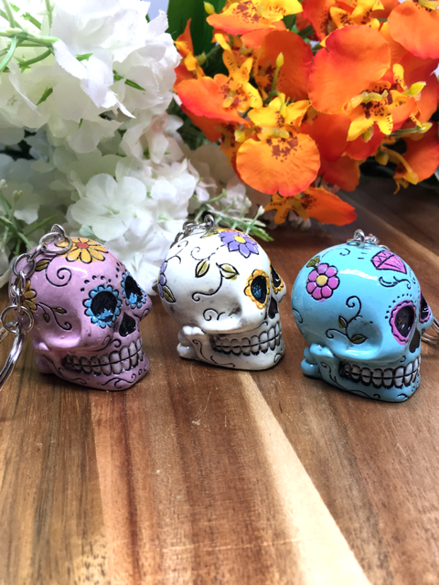 Candy Skull Key Rings – Wicked Crystals and Things