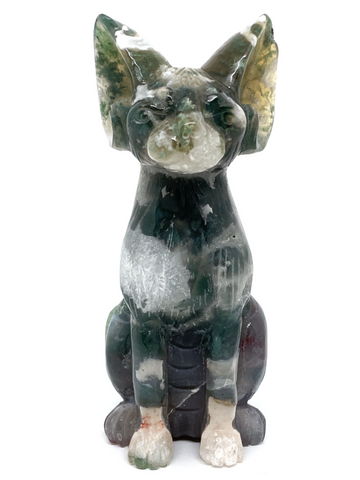 Moss Agate Sphynx Cat #185 - 15.7cm