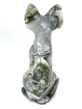 Moss Agate Sphynx Cat #62 - 9.7cm