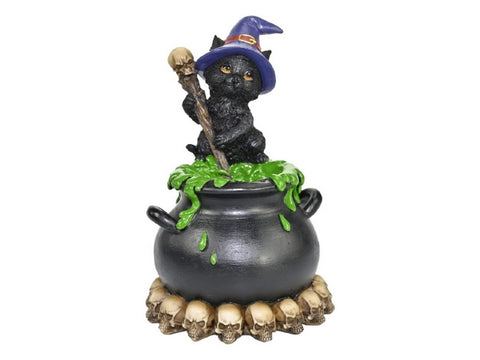 Witchy Cat & Cauldron Incense Burner - 19cm