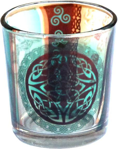 Celtic Print Glass Votive