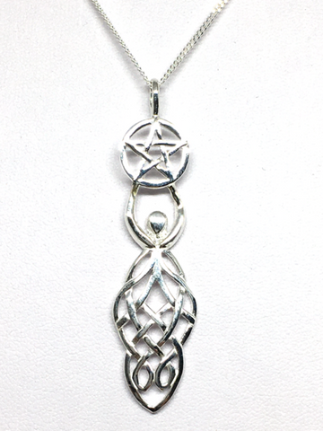Celtic Goddess Pentagram Pendant 925 Sterling Silver