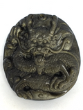 Obsidian Gold Sheen Chinese Dragon Pendant