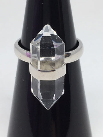 Clear Quartz Sterling Silver Ring - Size 8