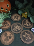 Set of 6 Witchy Coasters / Celtic Wicca Pagan Tiles - Jarrah