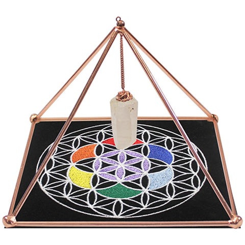 Copper Energiser Pyramid with Point & Mat