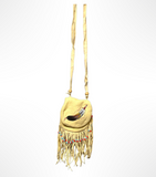 Amulet Bag with Beaded Tassels - Cream