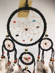 Black Dream Catcher Leather and Stone Chip 12cm