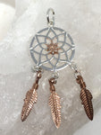 Dream Catcher Sterling Silver & Rose Gold Plated Pendant - 4cm
