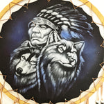 Shaman with Wolves Dream Catcher - 30cm