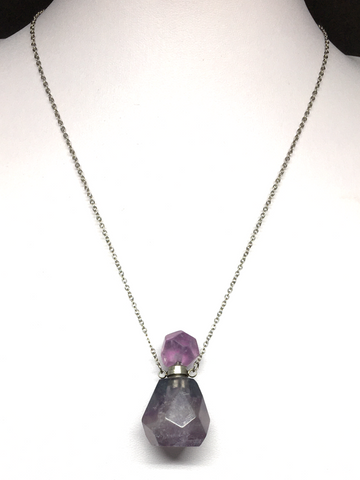 Fluorite Perfume Bottle Necklace with Dropper # 197