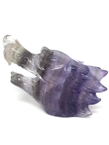 Fluorite Wolf Carving #488