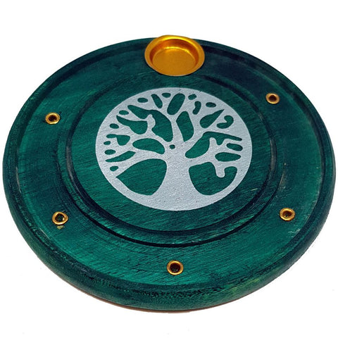 Green Wooden Tree Of Life Incense Holder 10cm