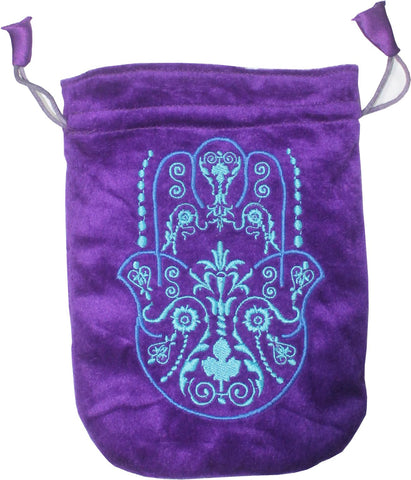Hand of Fatima Purple Velvet Bag