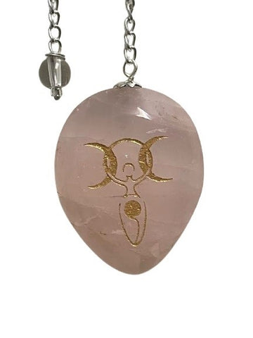 Rose Quartz with Moon Goddess Pendulum