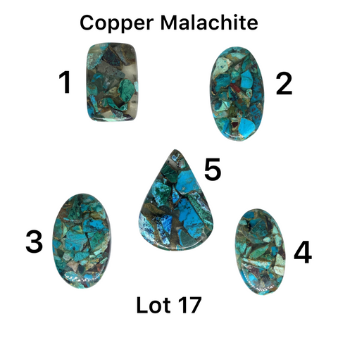 Copper Malachite (in resin) Cabochons - Lot #17