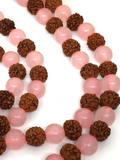 Rose Quartz & Rudraksha Mala Beads - 8mm