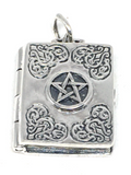 Master Grimoire Book of Shadows Pentagram Locket Pendant 925 Sterling Silver