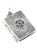 Master Grimoire Book of Shadows Pentagram Locket Pendant 925 Sterling Silver